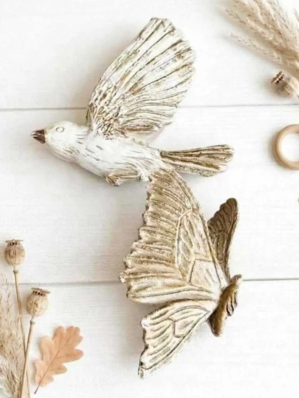 Vintage Universal Statuary Corp Bird and Butterfly Wall Plaques